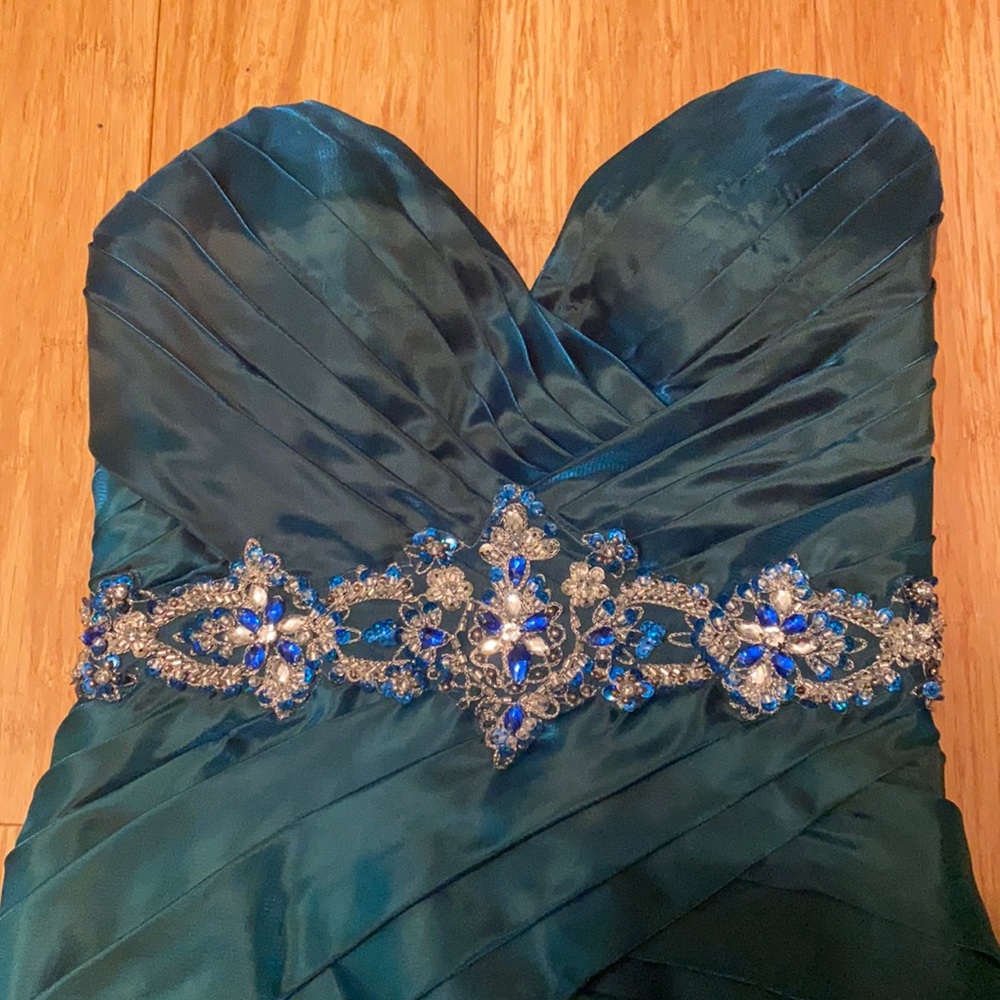 Teal Mermaid Prom Gown